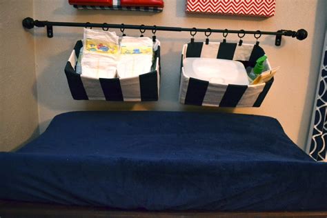Fabric Covered Canvas Nursery Art And Hanging Diaper Organizers