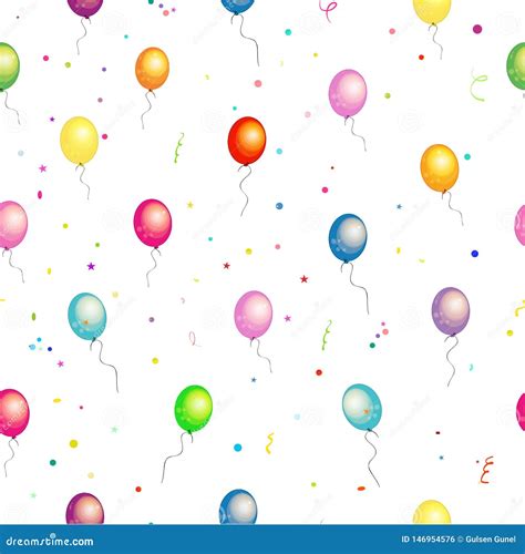 Colorful Glossy Balloons Seamless Pattern Stock Vector Illustration