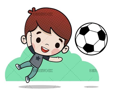 Niño jugando al fútbol parando un gol Dibustock dibujos e ilustraciones infantiles para cuentos