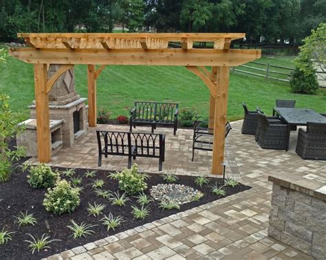 Fireplace Patio Backyard Pergola And Patterns Designs