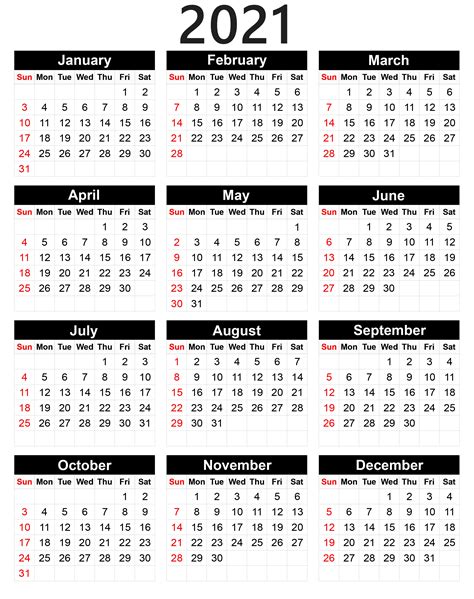 Calendar 2021 Png Png All