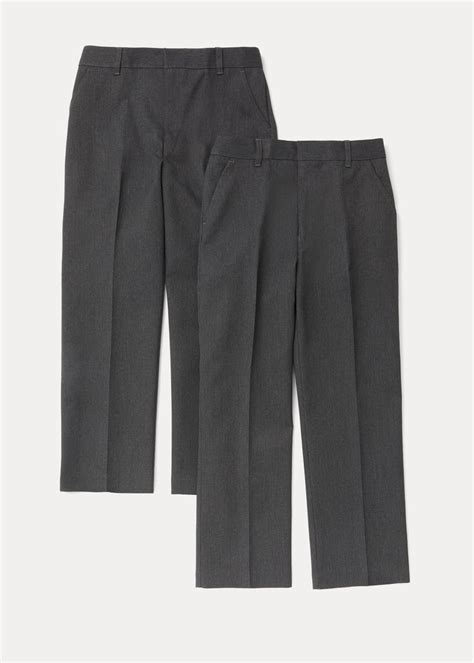 Boys 2 Pack Grey Generous Fit School Trousers 6 13yrs Matalan