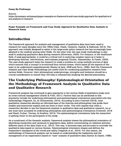 📌 Paper Example On Framework And Case Study Approach For Qualitative