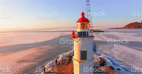 Aerial View With A View Of The Lighthouse Vladivostok Russia Stock