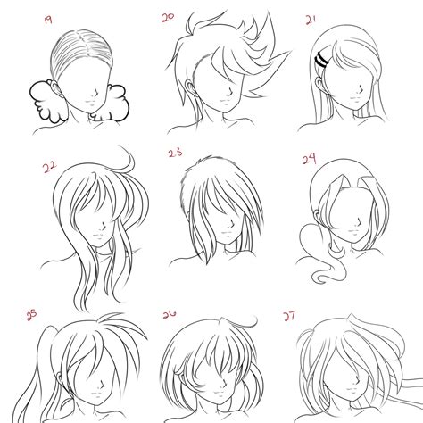 Hairstyles Drawing Reference Female Anime Hair Reference Goimages World