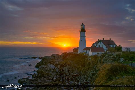 Portland Head Light Sunirse At Cape Elizabeth Maine Hdr Photography