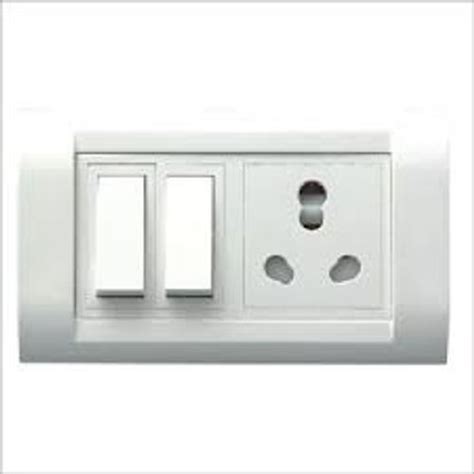 White Polycarbonate Modular 2 Button Electrical Switch Board With 1