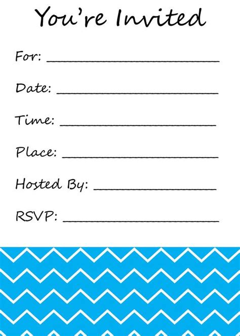 Just change the text, save as image file format and print it. You're Invited fill-in-the-blank invitation chevron print ...