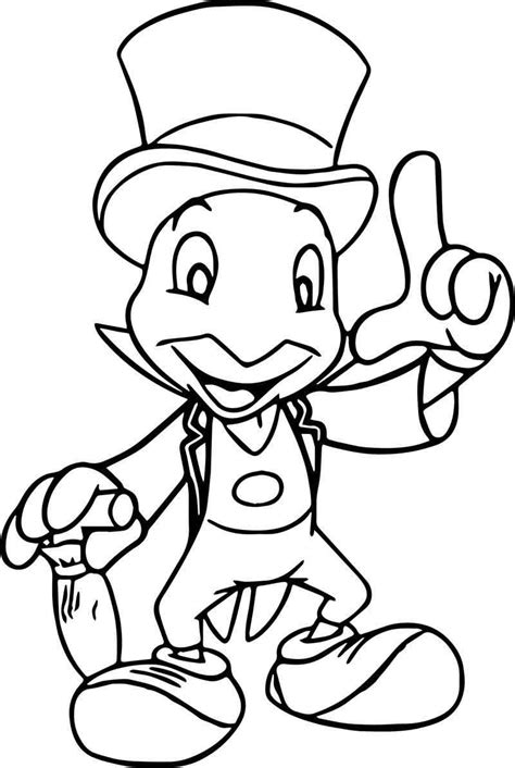 Pinocchio Jiminy Cricket One Coloring Page Coloring Pages Jiminy