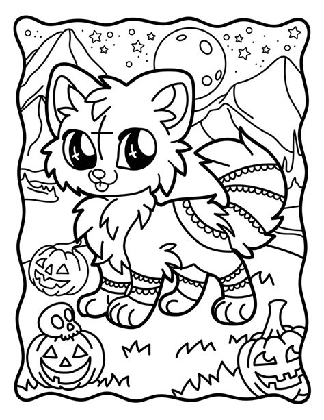 Halloween Coloring Pages For Kids Halloween Cats Etsy