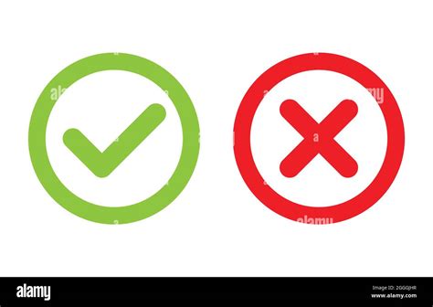 Tick And Cross Signs Green Checkmark Ok And Red X Icons Vector Circle