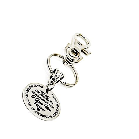 To My Grandson Never Forget I Love You Charm Clip On Keychain Grandson