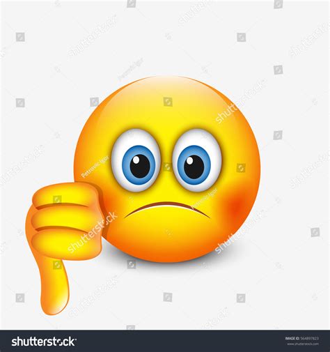Cute Emoticon Thumb Down Emoji Vector Vetor Stock Livre De Direitos