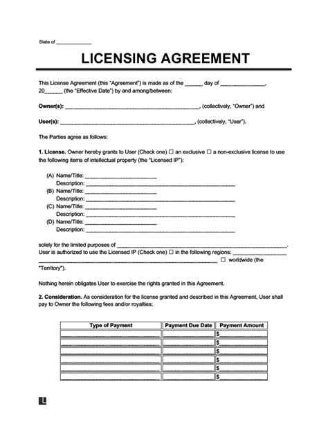 Free Licensing Agreement Template Pdf And Word