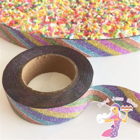 rainbow glitter washi tape 10m iced jems shop