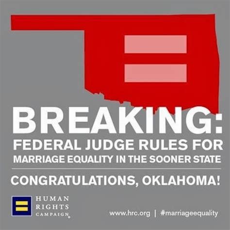 Federal Judge Rules That Oklahomas Same Sex Marriage Ban Is