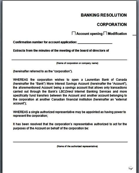 Corporate Resolution Form Template Mous Syusa