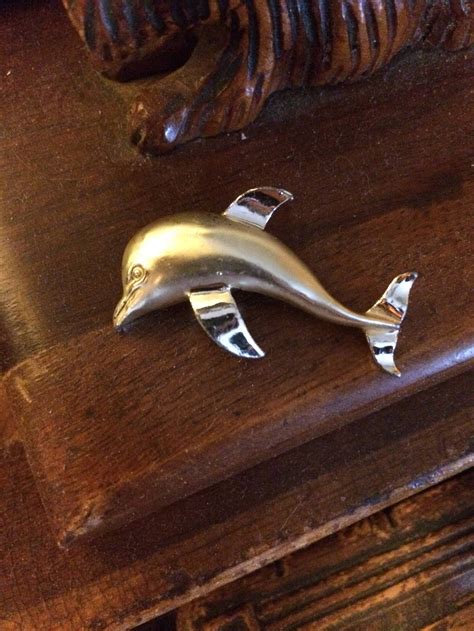 Dolphin Pin Vintage Signed Dolphin Pin Brooch Etsy