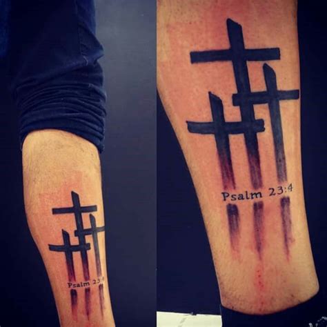 Three Cross Tattoo Psalm 234 Tatueringsidéer Tatuering Pins