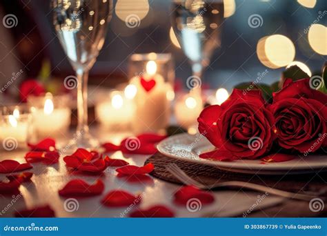 Candlelit Dinner With Roses Hearts And Soft Textures Stock Image Image Of Alcohol Date