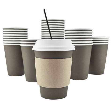 100 Pack 12 Oz 8 16 20 Available Disposable Hot Paper Coffee Cups