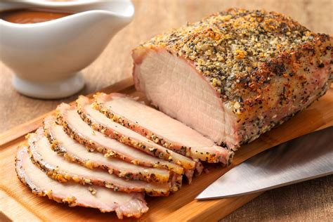 This dish is less than 500 calories per serving and is packed with punchy flavour. Garlic and Herb Crusted Pork Loin Roast | Recipe (With ...