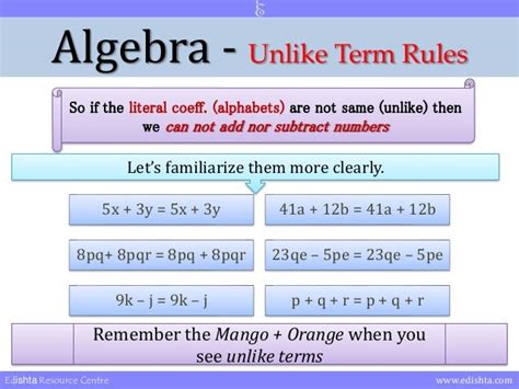 Algebra Rules Addition And Subtraction