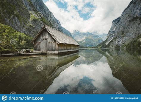 Old Wooden Boat House At Alpine Lake In The Alps Stock Photo Image Of