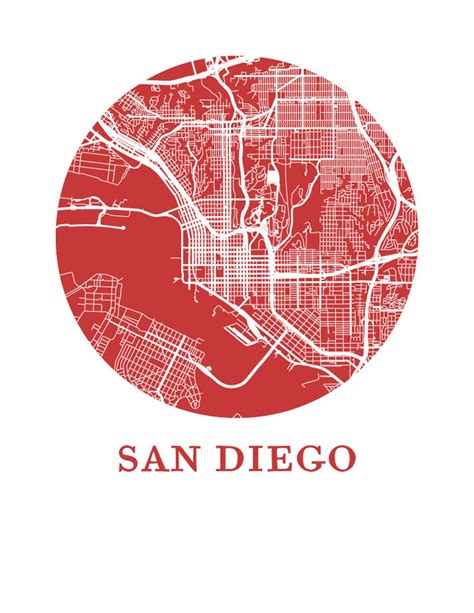 San Diego Map Print City Map Poster Etsy