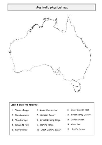 Australia Physical Map Teaching Resources