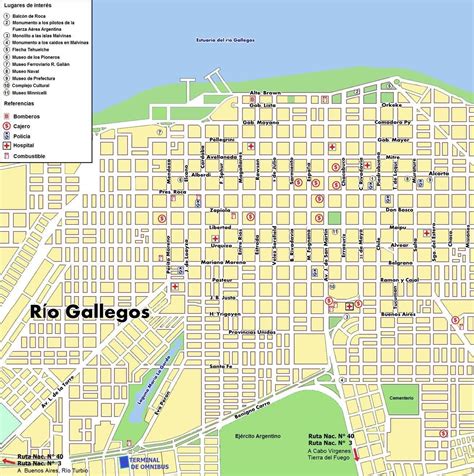 It is more of a stopover than a tourist destination, but outside of town, visitors can find some of the continent's best fly fishing, traditional estancias and amazingly low tides (retreating 46ft (14m)). Río Gallegos map | Gifex