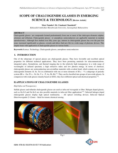 Pdf Scope Of Chalcogenide Glasses In Emerging Science And Technology