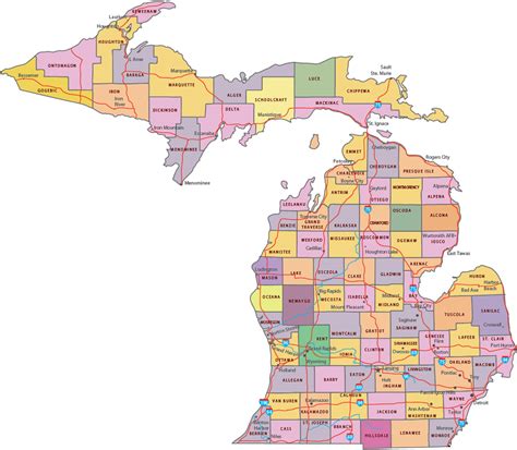 Mapa De Michigan Con Ciudades