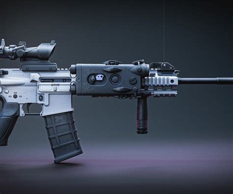 Artstation Arctic White Sig 516 With Sopmod Accessories Game Assets