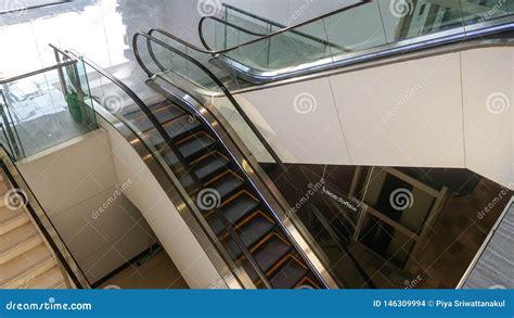 Modern Escalator And Architecture Interior Design Stock Photo Image