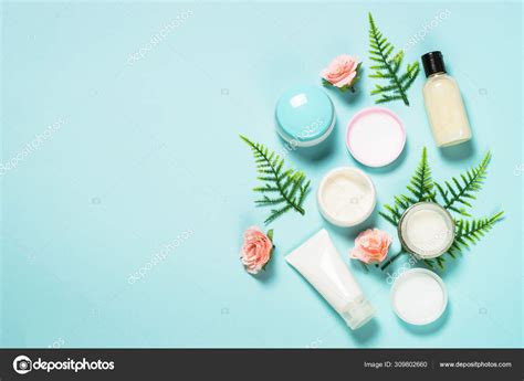 Natural Cosmetics Skin Care Product On Blue Stock Photo By ©nadianb
