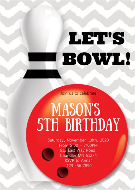 Bowling Birthday Party Invitation Template Postermywall
