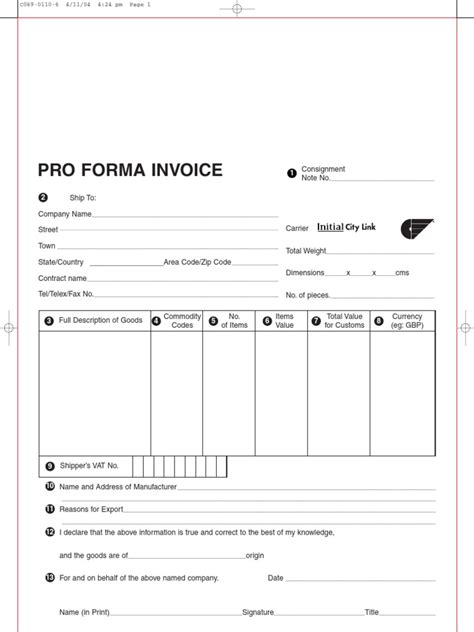 24 Proforma Invoice Pdf Pro Forma Customs