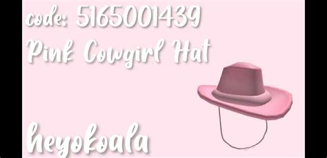 Bloxburg Accessory Code Cowgirl Hats Coding Pink Hat