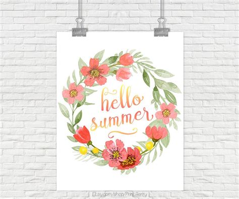 Hello Summer Printable Art Hello Summer Sign Summer Print Etsy