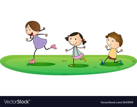Kids Playing Outdoor Royalty Free Vector Image