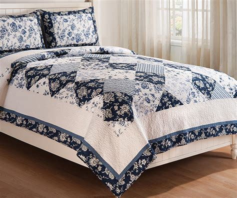 Quilt can be used to cover bed but in modern times quilts are used mostly for other purposes like decoration. Blue Canton by C&F Quilts - BeddingSuperStore.com
