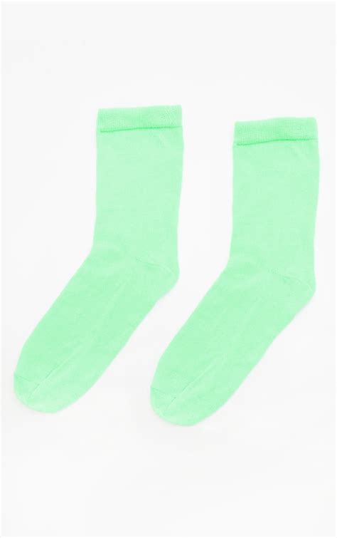 Neon Green Ankle Socks Accessories Prettylittlething Usa