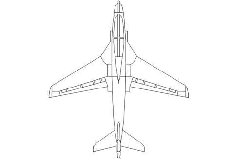 Fighter Jet Plane Top View Elevation Block Drawing Details Dwg File