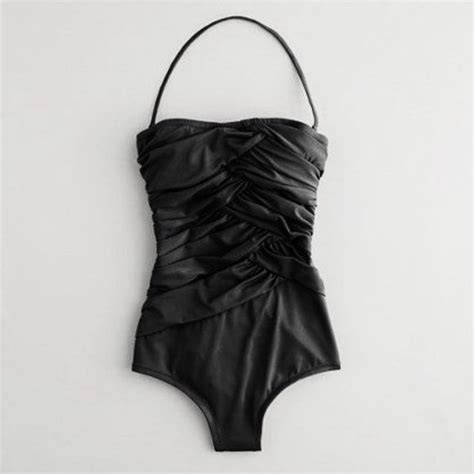 New J Crew Womens 4 Asymmetrical Ruched Bandeau Bathing Suit Swimsuit
