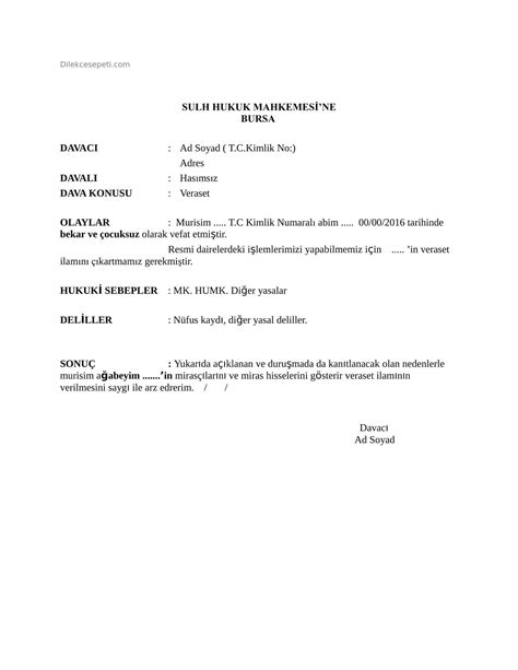 We did not find results for: Veraset ilamı Dilekçe Örnekleri - Dilekcesepeti.com ...