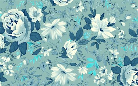 ಌblue Flowers Designಌ Wallpaper Free Floral Pattern