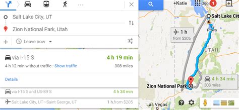 Driving Routes Salt Lake City To Zion National Park Utah