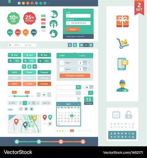 Ui Elements For Web And Mobile Royalty Free Vector Image