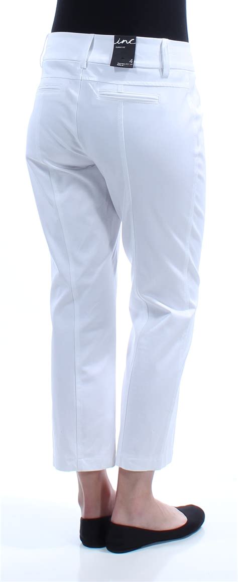 Inc Womens White Zippered Casual Pants 18 Ebay